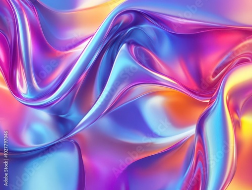 Wallpaper Mural 3d iridescent shape radiating vibrant colors and smooth surfaces, creating a mesmerizing design that plays with light and shadow in a digital art style Torontodigital.ca