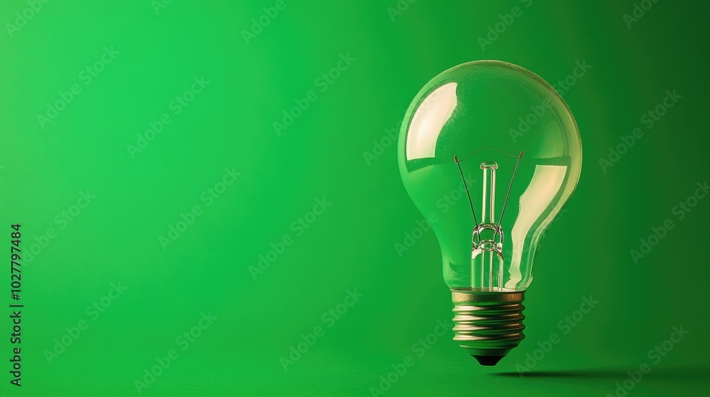 Creative lightbulb with a bold green background, clear space for adding text Creative lightbulb with a bold green background, clear space for adding text