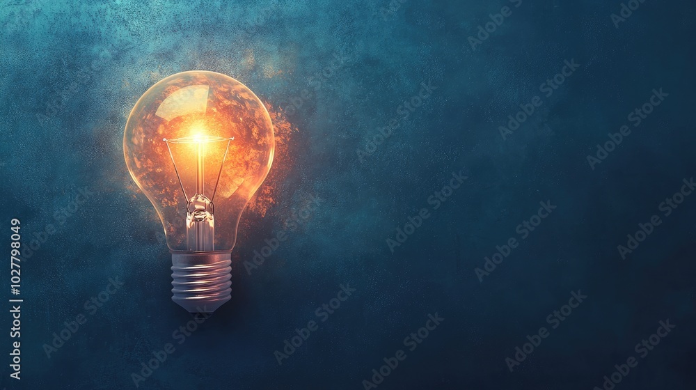 Creative lightbulb with an ethereal glow and ample space for text insertion Creative lightbulb with an ethereal glow and ample space for text insertion