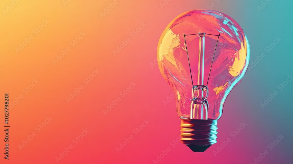 Creative lightbulb with dynamic colors and shapes, large blank area for text Creative lightbulb with dynamic colors and shapes, large blank area for text