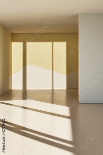 Sunlit Empty Space with Shadows and Reflection. photo