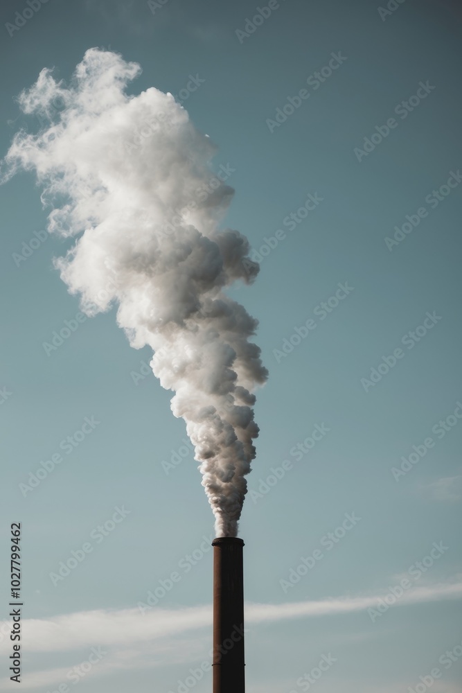 industry pipe with white smoke pollution.