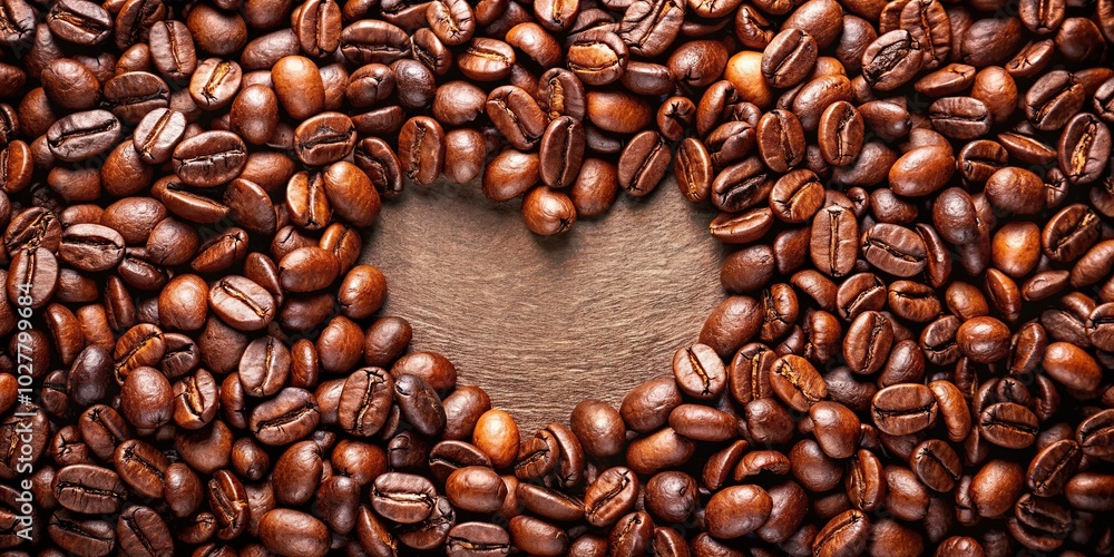 Extreme close-up of heart shaped coffee beans forming a heart frame Extreme close-up of heart shaped coffee beans forming a heart frame