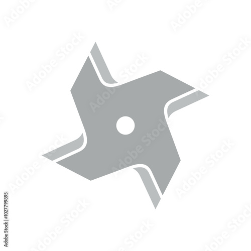 Meat grinder knife icon. Symbol of chopping, mincing or ground meat. Cutting knife with 4 blades. Ninja sprocket, throwing weapon. Part of a mechanical or electromechanical tool for chopping food.