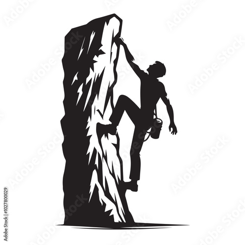 A climbing figure silhouette vector art illustration design black color white background