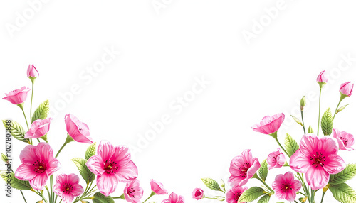 Flower frame png sticker, pink pastel aesthetic design isolated with white highlights, png