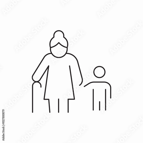 grandmother and grandson icon sign vector