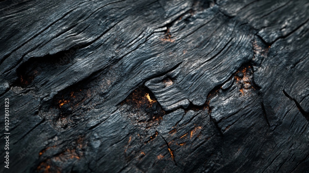 Close-up of Charred Wood with Glowing Embers Close-up of Charred Wood with Glowing Embers