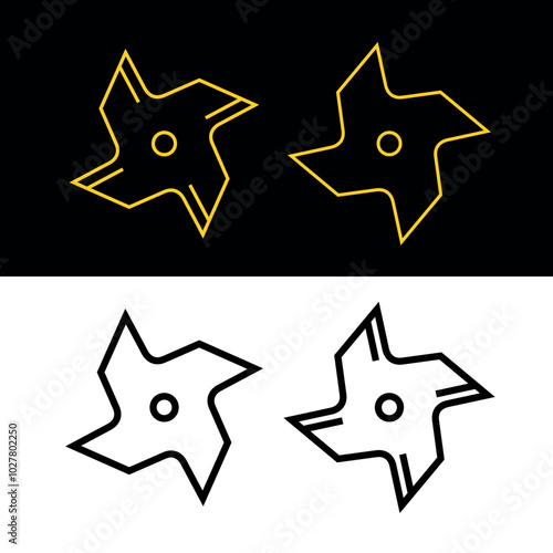 Meat grinder knife icon. Symbol of chopping, mincing or ground meat. Cutting knife with 4 blades. Ninja sprocket, throwing weapon. Part of a mechanical or electromechanical tool for chopping food.