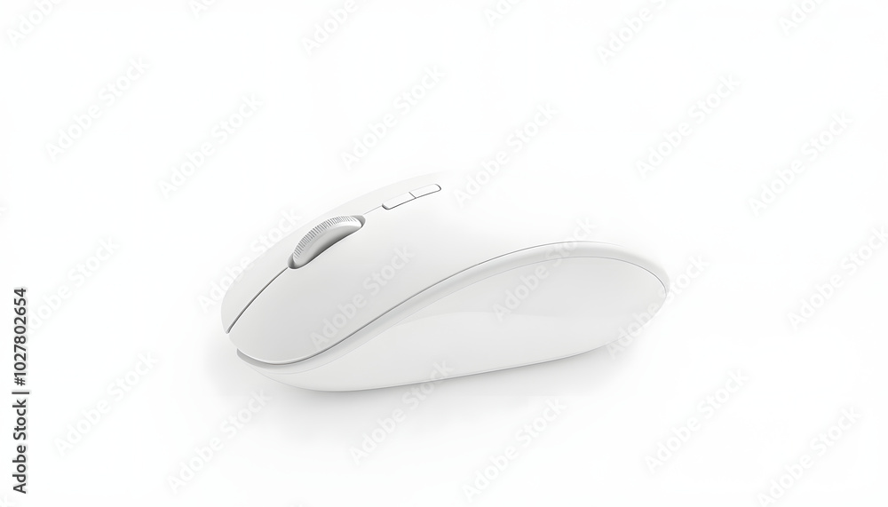 White png wireless mouse mockup digital device isolated with white highlights, png White png wireless mouse mockup digital device isolated with white highlights, png