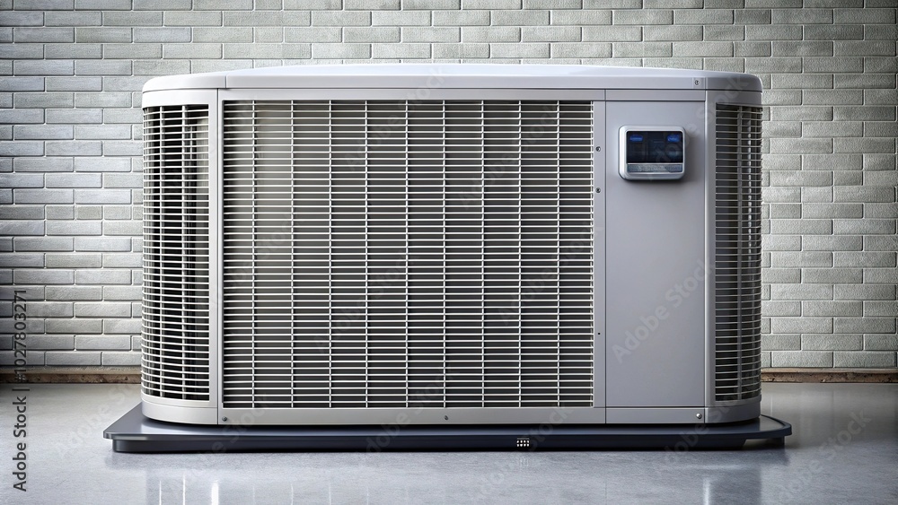 Exterior AC unit with timer digitally created in symmetrical design Exterior AC unit with timer digitally created in symmetrical design