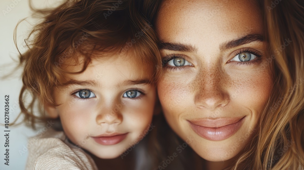 A warm and heartfelt portrait of a loving mother and her child sharing a close moment. The natural lighting emphasizes their vibrant eyes and shared connection. A warm and heartfelt portrait of a loving mother and her child sharing a close moment. The natural lighting emphasizes their vibrant eyes and shared connection.