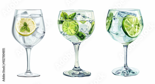 Vector beverages gin tonic drinks