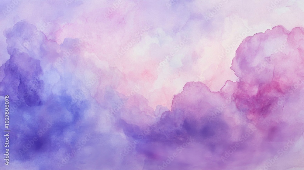 Watercolor Abstract with Purple and Pink Clouds Watercolor Abstract with Purple and Pink Clouds