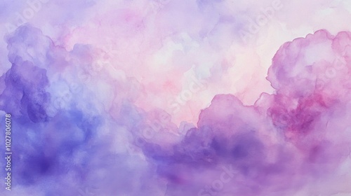 Watercolor Abstract with Purple and Pink Clouds