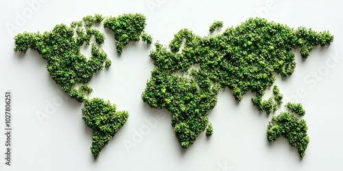 Green world map made of plants