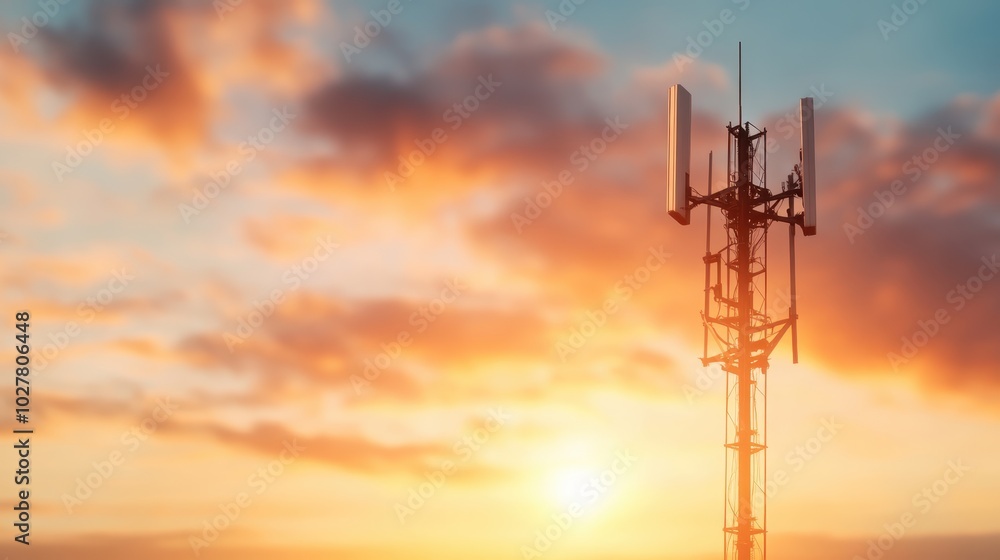 A broadcasting tower catches the eye as it is illuminated by the setting sun, standing against an awe-inspiring sky, showcasing the marvels of human engineering. A broadcasting tower catches the eye as it is illuminated by the setting sun, standing against an awe-inspiring sky, showcasing the marvels of human engineering.
