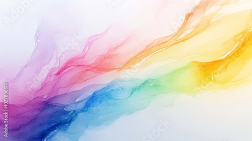 Abstract Rainbow Watercolor Painting with Fluid Swirls