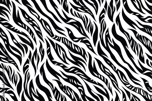 Animal skin vector patterns. Abstract black and white animal prints with painted brush strokes. Seamless abstract backgrounds and textures