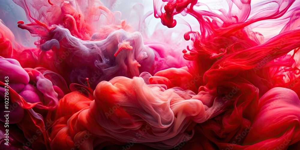 liquid, pink, ink, water, tilted angle, vibrant, color, Red and pink ...