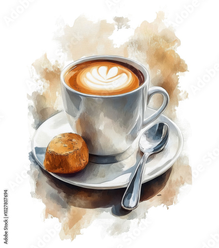 A warm cup of espresso with artistic crema on display in a cozy cafe setting