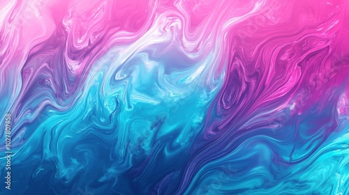 Abstract Swirling Blue and Pink Liquid Marble Art