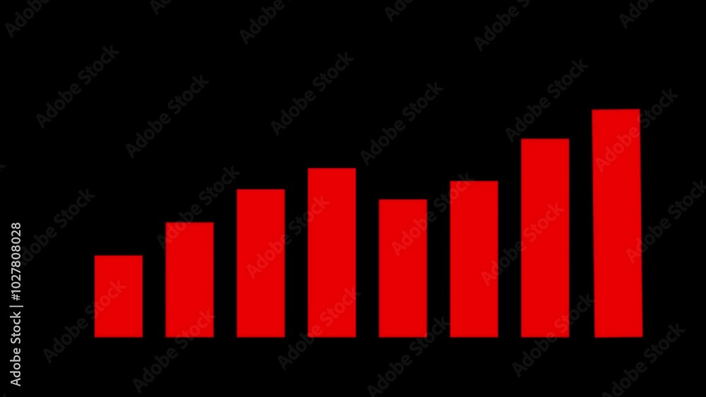 Business graph animation by red colored on black background. Business graph animation by red colored on black background.