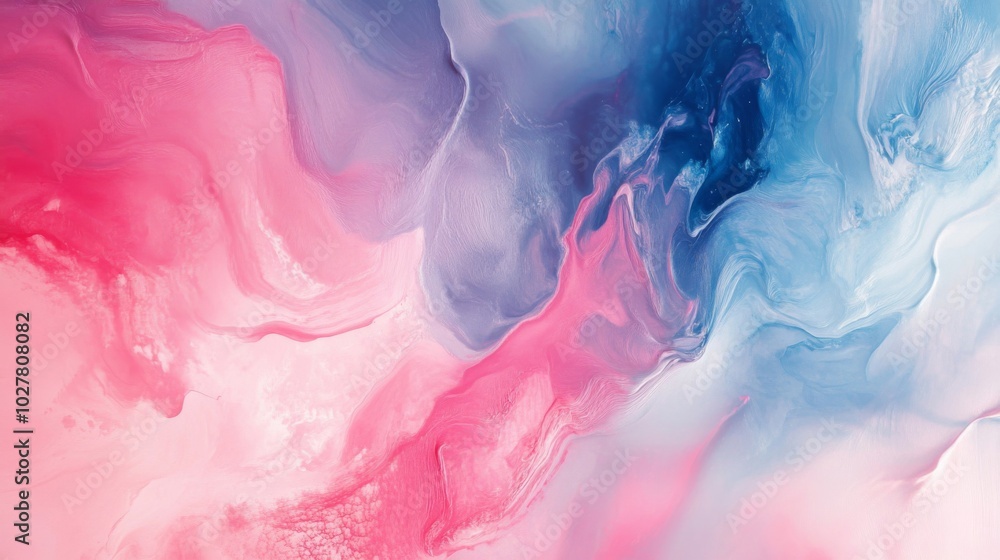 Abstract Painting with Pink, Blue, and White Swirls Abstract Painting with Pink, Blue, and White Swirls
