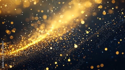 Abstract Golden Glitter Background with Bokeh Lights