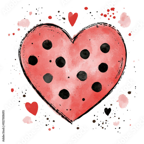 Colorful heart illustration with polka dots on a plain background perfect for...