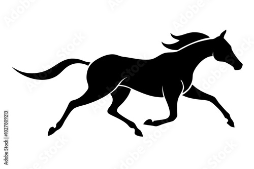 Horse Galloping Silhouette | vector silhouette illustration on white background