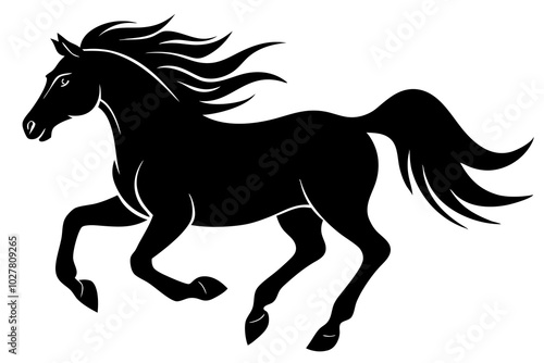 Horse Galloping Silhouette | vector silhouette illustration on white background