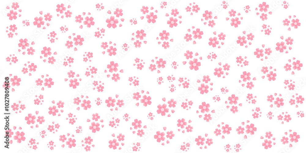 Seamless Floral Pattern with Pink Blossom Petals on Transparent Background, Delicate Flower Petals, Design for Fabric, Wallpaper, and Stationery Seamless Floral Pattern with Pink Blossom Petals on Transparent Background, Delicate Flower Petals, Design for Fabric, Wallpaper, and Stationery