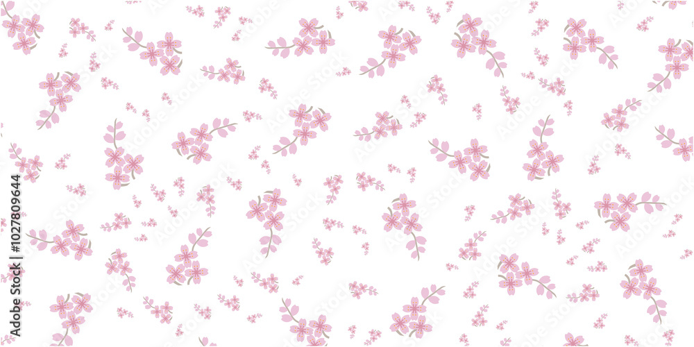 Seamless Floral Pattern with Pink Blossom Petals on Transparent Background, Delicate Flower Petals, Design for Fabric, Wallpaper, and Stationery Seamless Floral Pattern with Pink Blossom Petals on Transparent Background, Delicate Flower Petals, Design for Fabric, Wallpaper, and Stationery