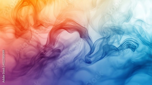 Abstract Colorful Smoke Swirls on a White Background