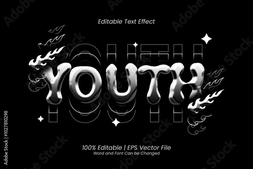 Youth chrome template Bold 3D Editable text Effect Style