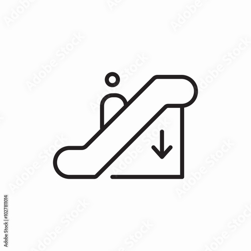 escalator down icon sign vector