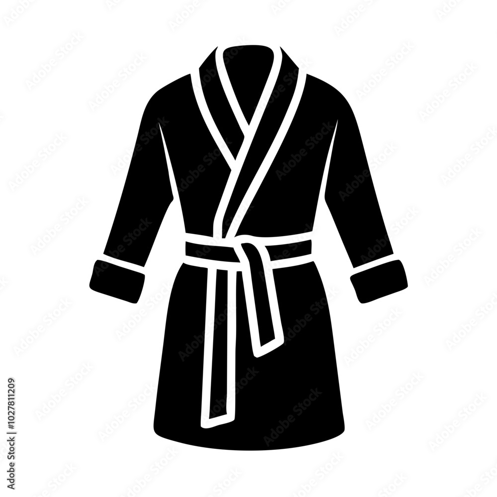 Cozy bathrobe with belt on a white background, loungewear design Cozy bathrobe with belt on a white background, loungewear design