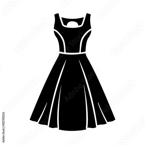 Elegant dress in minimalist style with black and white tones