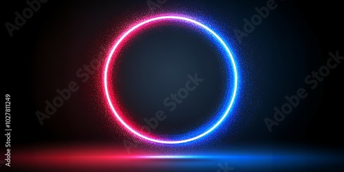 Neon circle glowing in red and blue.