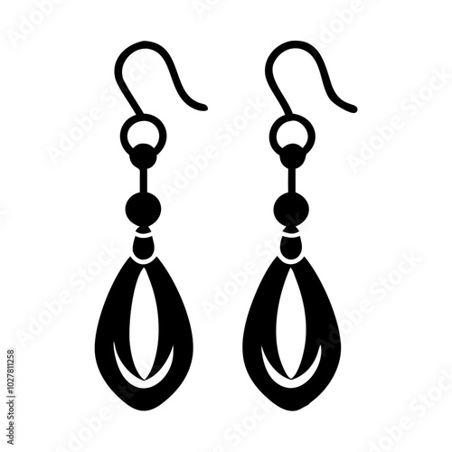 Dangle earrings in minimalist design with black and white tones