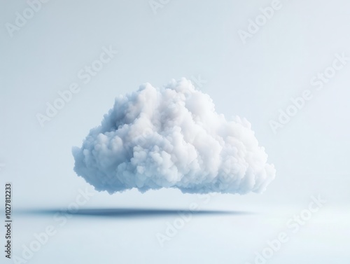 minimalistic 3d rendering of a fluffy cloud against a pristine white background, emphasizing simplicity and the beauty of nature in a serene and calming visual