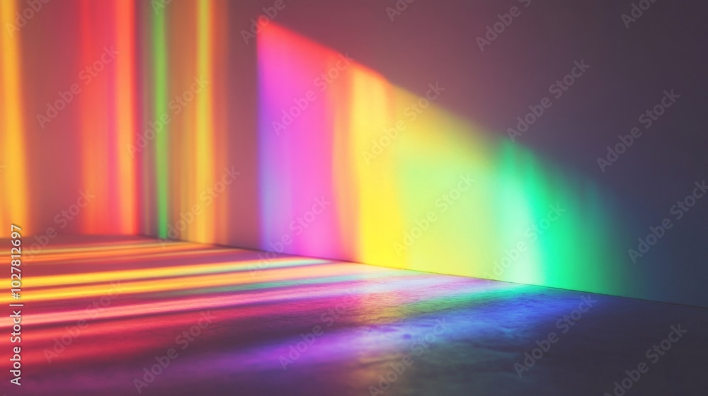 Rainbow Light Streaks on a Wall and Floor Rainbow Light Streaks on a Wall and Floor