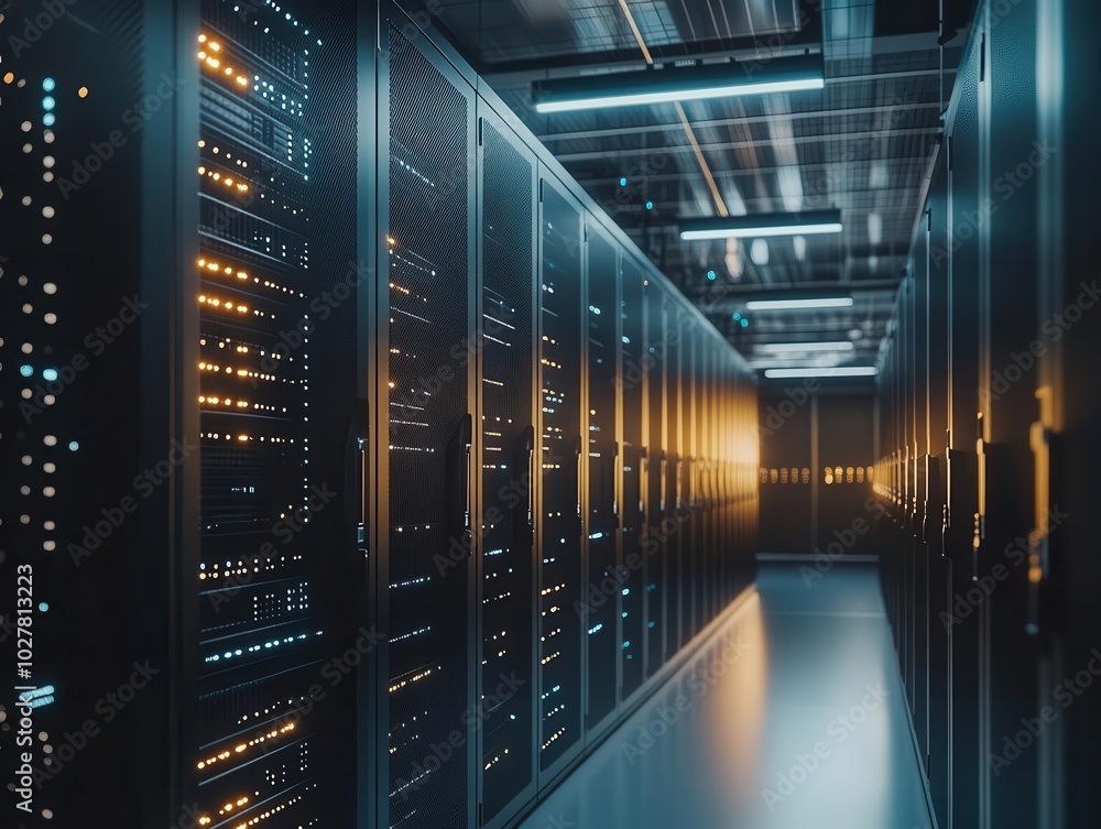 modern server room filled with advanced computing equipment, showcasing cloud computing technology in a sleek, organized environment, emphasizing digital security modern server room filled with advanced computing equipment, showcasing cloud computing technology in a sleek, organized environment, emphasizing digital security