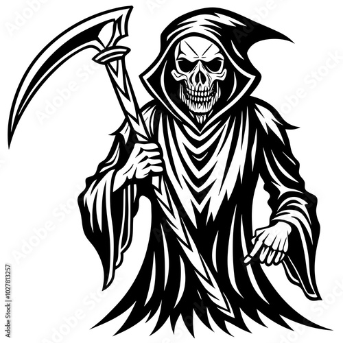 Spooky Halloween Grim Reaper Vector Art"
"Dark Grim Reaper Vector for Halloween Designs"
Grim Reaper Halloween Vector Illustration.
Halloween Grim Reaper Vector Graphic.
Scary Grim Reaper Vector .