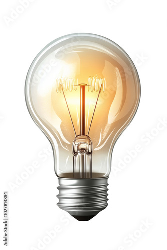 A glowing orange light bulb illuminating a soft background in a creative desi...