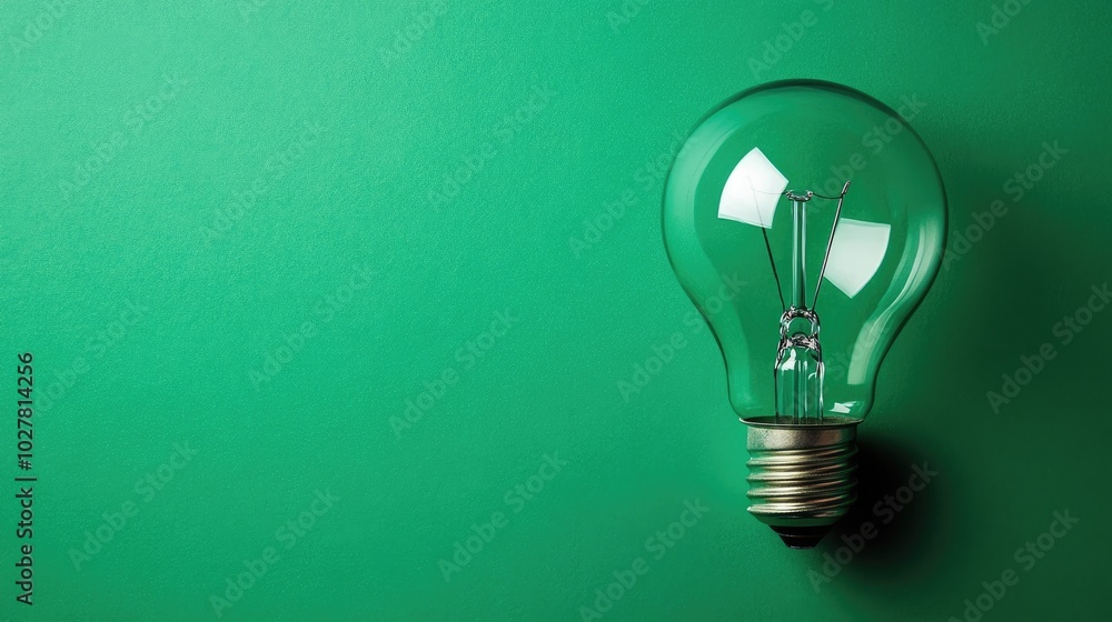 Lightbulb against a bold green background with plenty of space for overlaying text Lightbulb against a bold green background with plenty of space for overlaying text