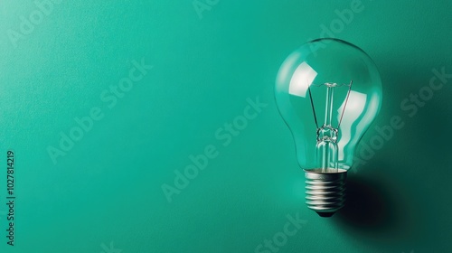 Lightbulb against a bold green background with plenty of space for overlaying text