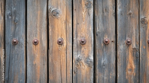 Weathered Wooden Planks with Rusty Metal Fasteners