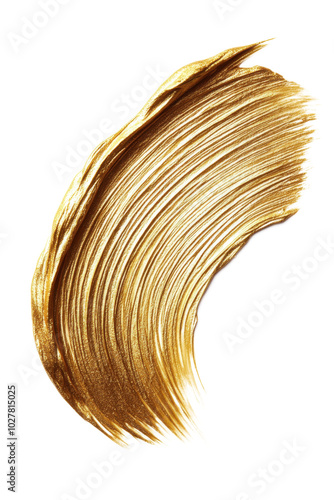 Elegant gold brush stroke with splatters on a clean white background for arti...
